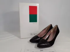 GINZA Kanematsu 銀座かねまつ MISS SLENDER ミススレンダー パンプス スエード レザー パンプス 黒 ブラック コーンヒール 221/2 22.5cm 【J82】