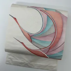 名古屋帯 駒刺繍 鳥 織り出し 九寸 正絹 MA-2266