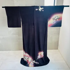 着物　付け下げ　辻が花　ラメ　濃紫系　昭和レトロ　中古美品　管理番号KKVMI106のサムネイル