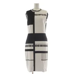 カルバンクライン CALVIN KLEIN ワンピース ニットワンピース 4 白 ホワイト 黒 ブラック ノースリーブ 幾何学模様 ブロック柄 /AU