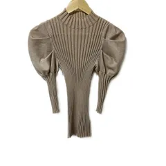 FRAY I.D(フレイアイディー) 七分袖カットソー サイズONE SIZE レディース美品 - ベージュ×シルバー ハイネック