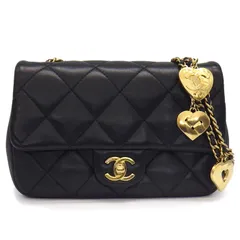 シャネル CHANEL チェーンショルダーバッグ ミニマトラッセ ハート AS3457 ブラック ラムスキン ゴールド金具 【中古】