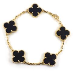 ヴァンクリーフ＆アーペル Van Cleef & Arpels ブレスレット ヴィンテージ アルハンブラ 5モチーフ VCARA41300 オニキス K18YG 【箱・保付き】 【中古】
