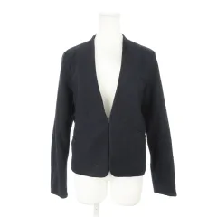 インデックス INDEX ジャケット ノーカラー Vネック ストレッチ ツイードライク 通勤 ビジネス L 紺 ネイビー /AH2