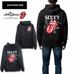 新品 メンズ THE ROLLING STONES ローリングストーンズ JACKROSE ジャックローズ コラボ スウェットパーカー フーディー トップス 裏毛 刺繍 リップスアンドタン LIPS＆TAN ベロ 舌 ユニセックス レディース  黒 ブラックのサムネイル