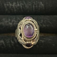 ビンテージ チェンマイシルバー 925 ポイズンリング アメジスト ロケット式 / Vintage Chiang Mai 925 Silver Poison Ring Amethyst Locket 1210004