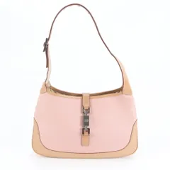 極美品 グッチ ジャッキー 001 3735 レザー キャンバス ワンショルダーバッグ 肩掛け ハンド 本革 ピンク レディース RWM DD12-4【中古】