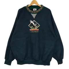ヴィンテージ BACK COUNTRY フリース スウェット トレーナー フロント刺繍 オーバーサイズ USA製 メンズ XL ネイビー