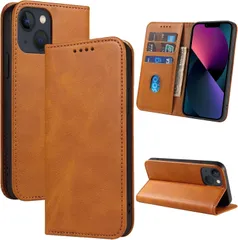 新品 iPhone13 Pro　手帳型ケース カードポケット付き マグネット式 カード収納 スタンド機能  キャメル