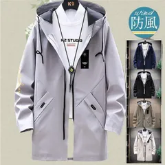 トレンチコート メンズ スプリングコート トップス フード付き カジュアル ロングコート アウター 通勤 防風 ゆったり シンプル 冬服