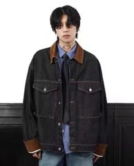 L2155 コーデュロイカラーリジットデニムジャケット L（black） 地底人