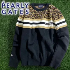 パーリーゲイツ ゴルフ 日本製 ライン切替 レオパード柄 ヒョウ柄 クルーネック 丸首 長袖 ニットプルオーバー セーター ゴルフウェア レディース 055-2270008 定価3.7万 ブラック ブラウンベージュ ホワイト ▲041▼51001w09