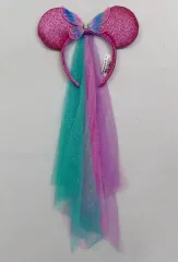 【中古】アクセサリー(非金属) ミニーマウス キラキラレースカチューシャ(ピンク/ライトグリーン) 「ディズニー」 香港ディズニーランド限定