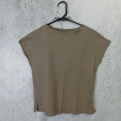 レディース トップス Tシャツフレンチスリーブ 綿100% グレージュ色 □〇