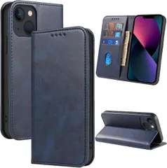 新品 iPhone13 Pro　手帳型ケース カードポケット付き マグネット式 カード収納 スタンド機能  ネイビー ブルー 紺