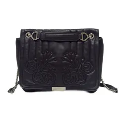 FURLA(フルラ) ショルダーバッグ - 黒 キルティング/ステッチ/フラワー(花)/チェーンショルダー レザー