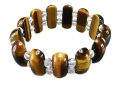 一点物大型タイガーアイ細長形天然石バングルブレスレット