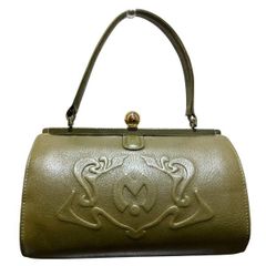 美品】ミラショーン ハンドバッグ 本革 ゴールド金具 自立 がま口 黒 
