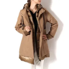 25AWモデル ヘルノ HERNO レディース ウール切替 ダウンコート【ベージュ】 PI001966D 33344 2157/【2025-26AW】l-outer