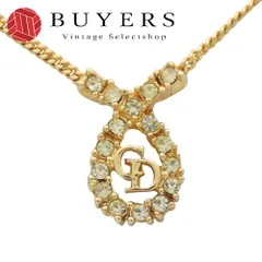 【中古】 クリスチャンディオール ネックレス CDロゴ メタル ラインストーン ゴールド メッキ GP アクセサリー レディース 女性 Christian Dior