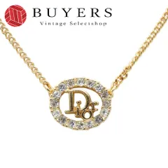 【中古】 クリスチャンディオール ネックレス CDロゴ メタル ラインストーン ゴールド メッキ GP アクセサリー レディース 女性 Christian Dior