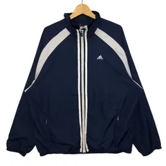 00's vintage 00年代 ヴィンテージ adidas アディダス CLIMA-PROOF スリーライン アウター ナイロンジャケット ワンポイント刺繡 オーバーサイズ ビックシルエット INDONESIA製 Lサイズ ネイビー