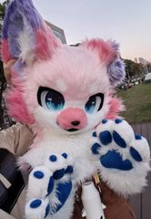 着ぐるみヘッド 猫 ピンクとライトブルー 全頭ヘッド ケモノ マスク