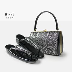 草履バッグセット 振袖用 帯地 金 ゴールド 古典 フリーサイズ w49-4