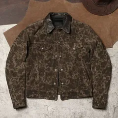 《新品未使用》小サイズ507ワークジャケット ヴィンテージスエード迷彩牛革ジャケット 男女兼用 ハイウエストショート丈本革ジャケット(K)