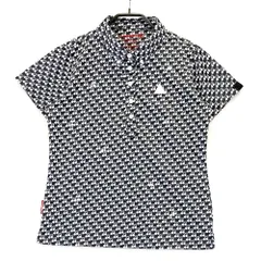 サイズ：L LE COQ GOLF ルコックゴルフ  半袖ポロシャツ ボタンダウン 音符総柄 ブラック系 [240101561758] ゴルフウェア レディース ストスト