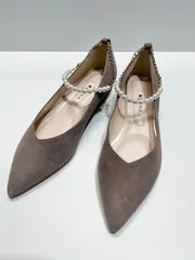 DIANA ダイアナ フラットパンプス 24.5cm パール アンクルベルト付き 美品