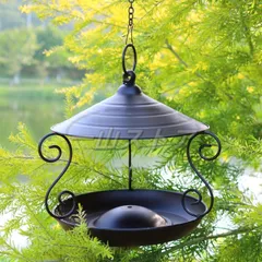 吊り下げ バードフィーダー 小鳥 野鳥 用 給餌器 餌箱 餌台えさ置き 簡単取り付け モダン シンプル 屋根付き 餌入れ 鳥 ガーデンオブジェ