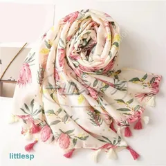 レディース 麻マフラー 夏リネン ストール スカーフ ナチュラル 水彩 フラワープリント柄 ファッション 夏用 V対策麻マフラー リネンスカーWP人気注目