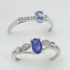 天然　タンザナイト　 アメジスト シルバーリング　フリーサイズ　調節可能　オープンリング　天然石