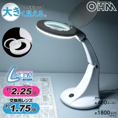 【新品】オーム電機 L-ZOOMエルズーム ルーペ付きLEDスタンドライト｜DS-L30B-W 08-0871 