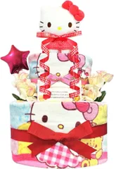 KanonBabys おむつケーキ 女の子 出産祝い 赤ちゃん 誕生日 ベビーシャワー ギフト (ピンク,  2段 Sサイズ)