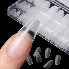 TOMICCA ネイルチップ サンディング済み クリアチップ 自然なフィット感 練習用 サロン用 セルフジェルネイル (バレリーナM,  バレリーナM)