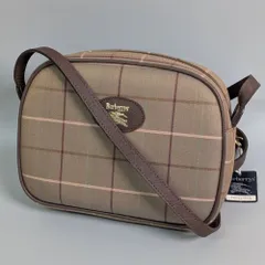 未使用 バーバリーズ ノバチェック キャンバス レザー ショルダーバッグ タグ付 ハンドバッグ ブラウン系 レディース カバン メ-187