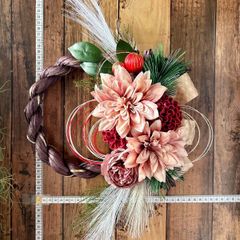 7-190 しめ縄リース しめ縄飾り お正月飾り お正月リース カラー