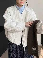 中綿ジャケット レディース 丸首 縦キルティング デザイン感 軽量 保温 かわいい 秋冬 新作 アウター M251210-4