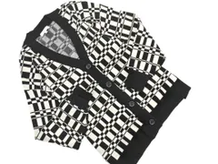 GLOBAL WORK グローバルワーク 総柄 Ｖネック ニット カーディガン sizeM/白ｘ黒 ◇■ レディース