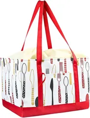 YOUSTEP エコバッグ 大容量 保冷 買い物バッグ 保冷エコバッグ 買い物かご用 レジかごバッグ 折り畳み 自転車 マイバッグ (ホワイトレッド)