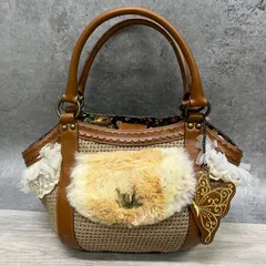 アナスイ ファー かごバッグ トートバッグ 蝶々チャーム Y2K グランジ レース アンティーク 【315e3eb8】