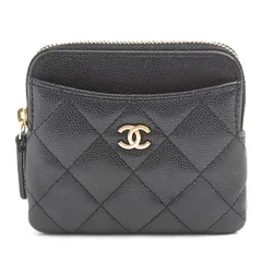 シャネル 財布 レディース マトラッセ ジップコインパース コインケース キャビアスキン ブラック CHANEL AO2061 中古
