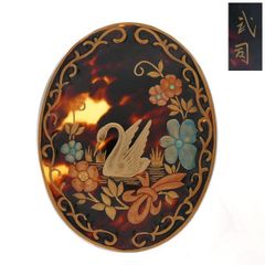 新品・作家物 本べっ甲・金蒔絵 ペンダントトップ・雫型 蓮とハチドリ