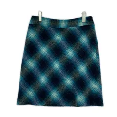 Laura Ashley ローラアシュレイ チェック Aラインスカート sizeUK10/ブルー×ネイビー