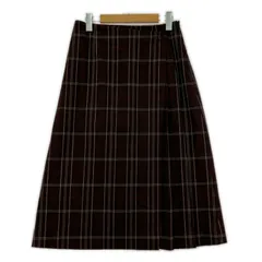 Couture brooch クチュールブローチ チェックロングスカート size42/ブラウン