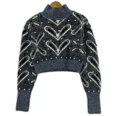 ZARAザラ 総柄クロップドニット sizeEUR　M/ブルー系