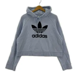 adidas アディダス ロゴ クロップドパーカー size2XOT/ライトブルー