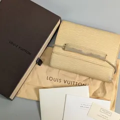 本物保証 ルイヴィトン M6346A エピ ポルトフォイユ 三つ折り財布 カード入れ 小銭入れ クリーム系 メ-188